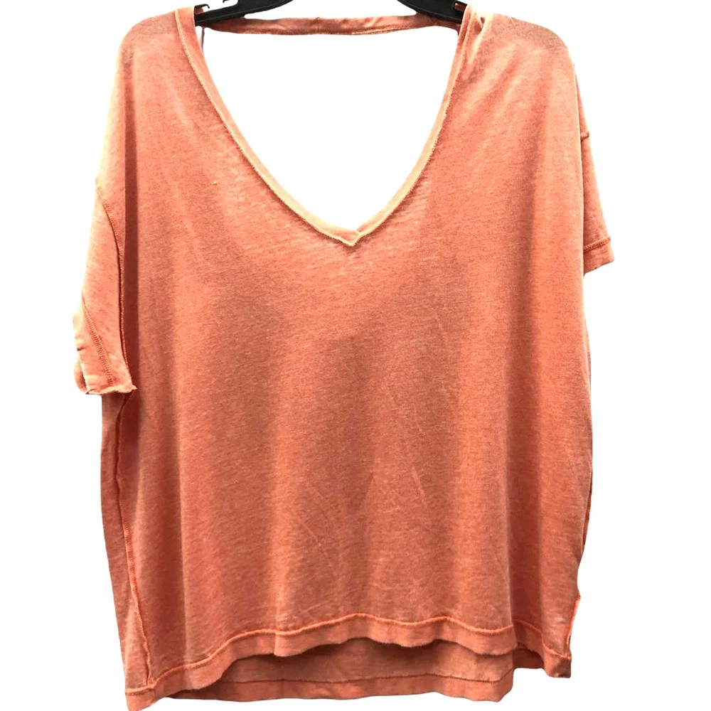 Free People We The Free All Mine Tee V-Neck Open Back XS Italian Apricot